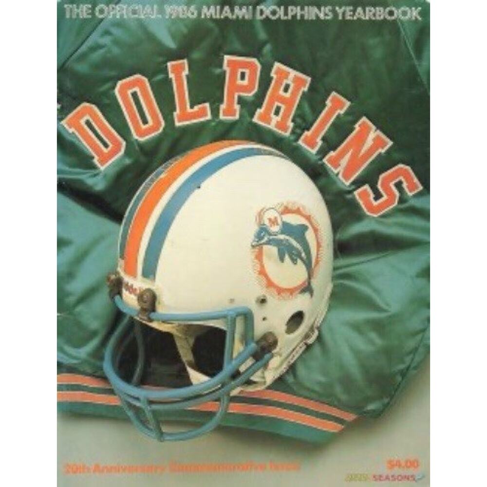 Official 1986 Miami Dolphins Yearbook 20th Cover On 12x8in Metal Sign
